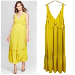 Who What Wear Yellow Ruffle Maxi Size Small